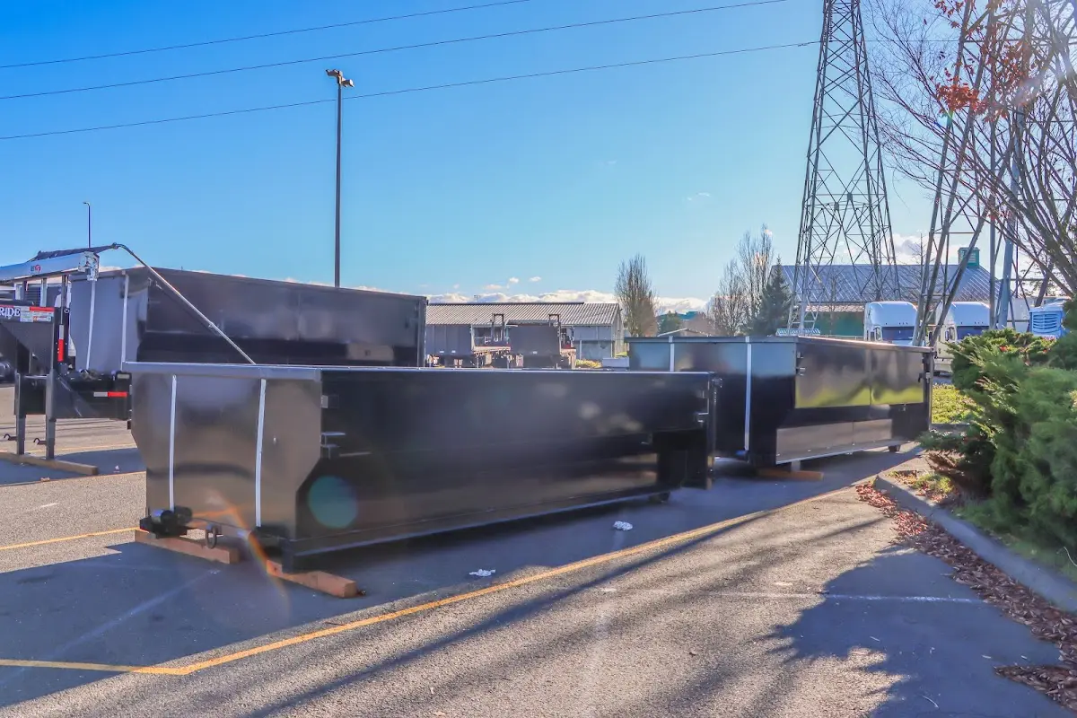 Roll-off dumpster ready for waste disposal at job site for 4 Yard Dumpster Rental in Martinsville